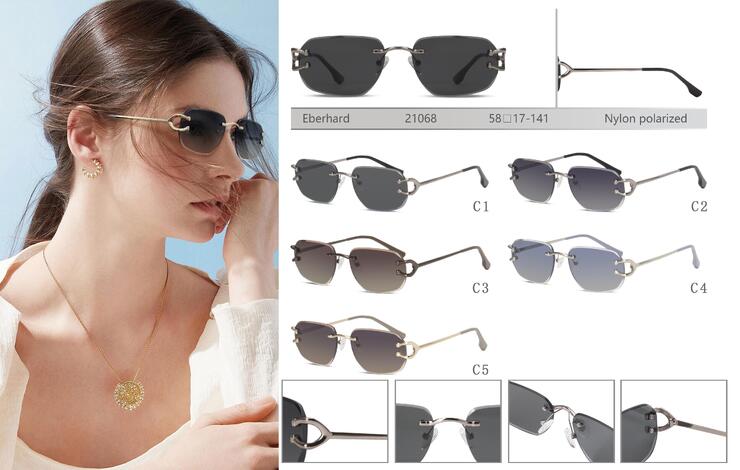 Rimless polarized metal sunglasses with nylon lenses Eberhard EH21068