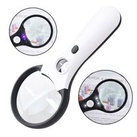 Magnifier with universal backlight, magnifying glass with handle 7505-XX, diameter 75 mm, magnification: 3Х, 45Х