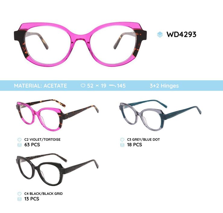 Plastic acetate eyeglasses frame for women WD4293