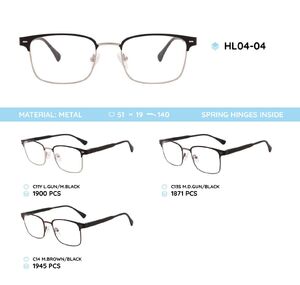 Металлическая оправа с дужками из материала TR-90 со встроенным флексом HL04-04