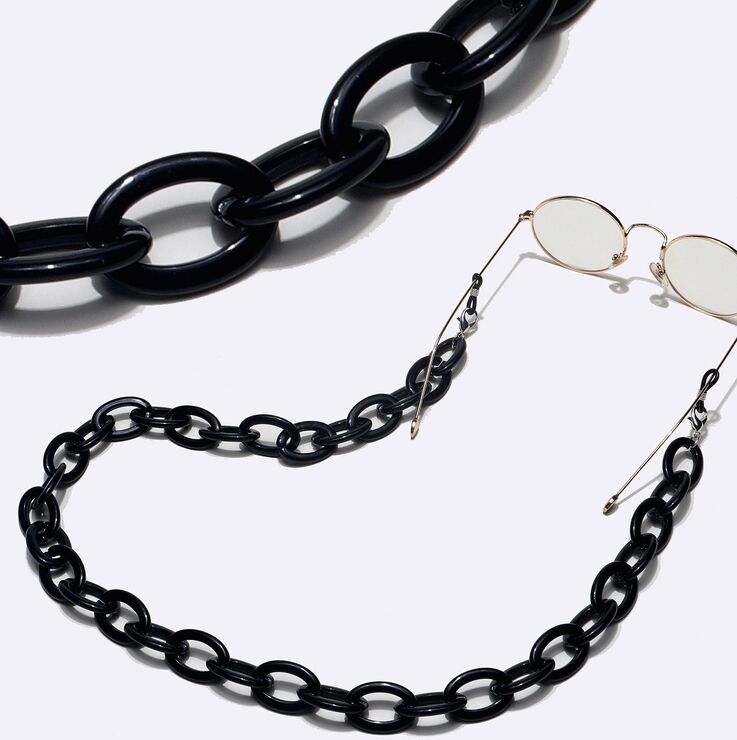 Acrylic non-slip matte chain, oval concave shape, for glasses and masks GB115