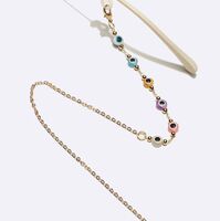 Металлическая нескользящая цепочка золотого цвета, со стеклянымиыми цветными бусинами , для очков и масок GL1703