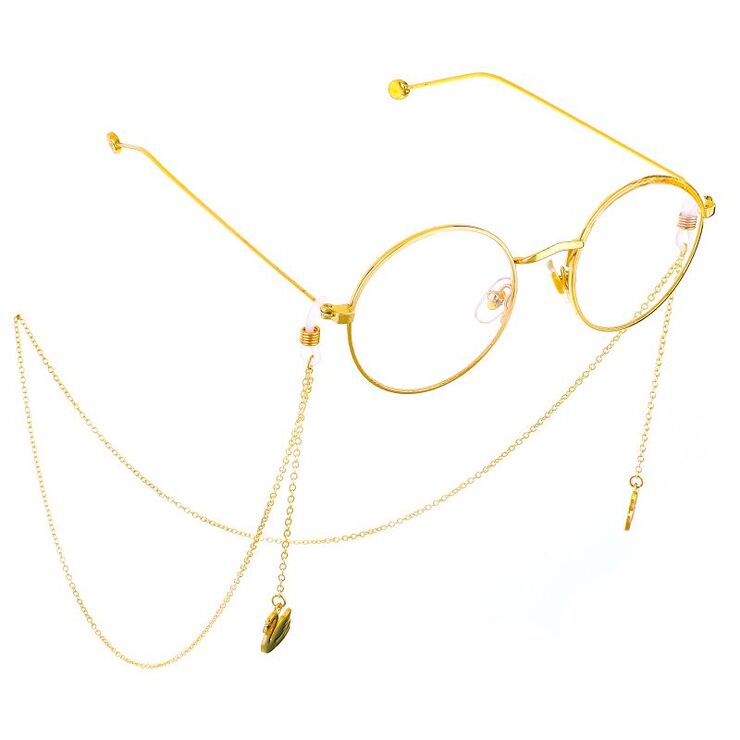 Gold-colored metal non-slip chain, with swan pendant, for glasses and masks GL537