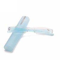 Очки пластиковые для чтения с футляром-ручкой 2006笔筒 со стеклянными линзами, от +1.00 до +4.00, РМЦ=62-64