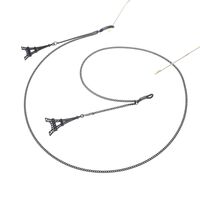 Black-colored metal non-slip chain, with pendant towr eiffel, for glasses and masks GL859
