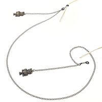 Bronze-colored metal non-slip chain, with owl pendant, for glasses and masks GL202