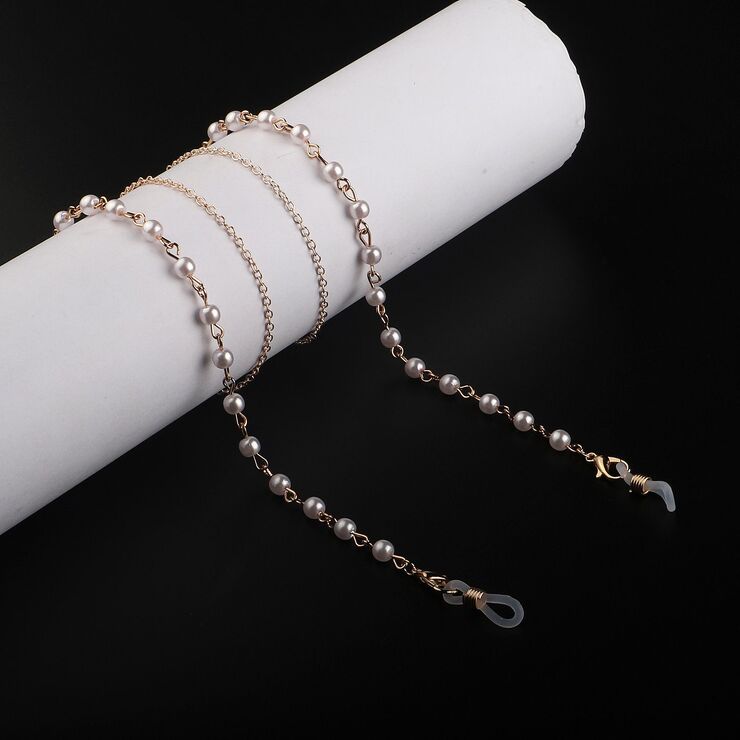 Metal non-slip chain, with pearl, for glasses and masks GL966
