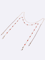 Set of two gold and silver glasses chain with natural mixed color stones GM132