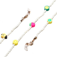Gold-colored metal non-slip chain with rice beads, with polymer clay fruit, star, for glasses and masks GL1288-1