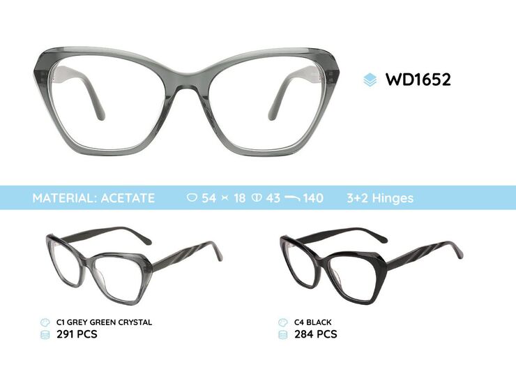 Plastic acetate eyeglasses frame with spring hinges WD1652