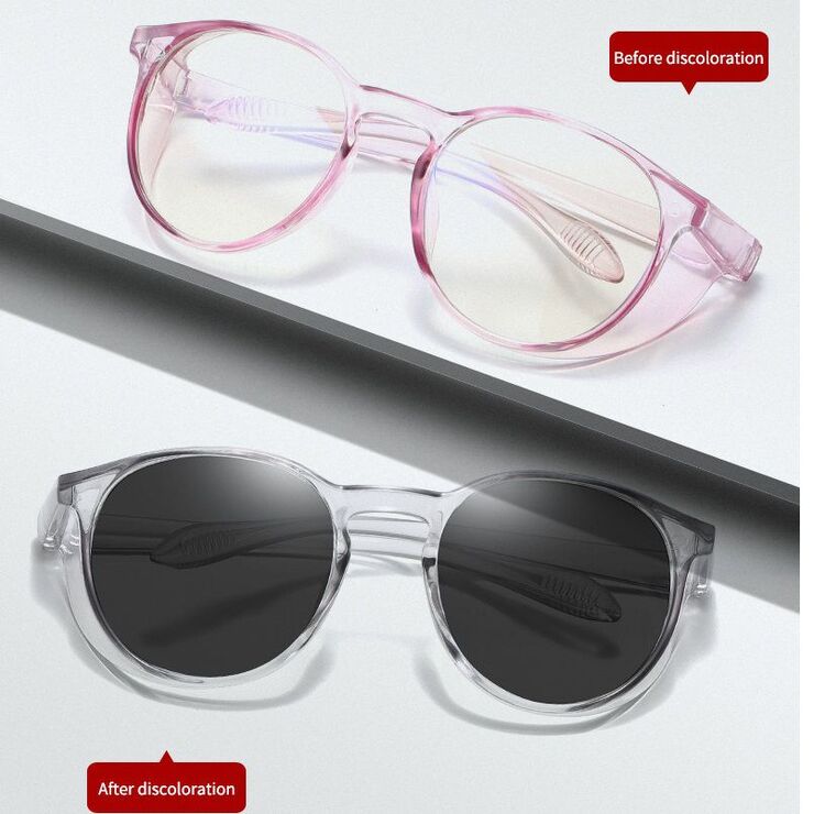 Photochromic plastic glasses with protection Blue Cut KY3375变色镜
