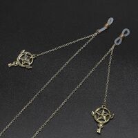 Gold-colored metal non-slip chain, with pendant five-star, for glasses and masks GL736