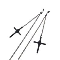 Black-colored metal non-slip chain, with pendant black cross, for glasses and masks GL836