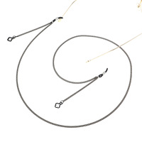 Металлическая нескользящая цепочка черного цвета, с подвеской цветок клевера, для очков и масок GL835