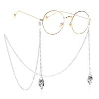 Silver-colored metal non-slip chain, with hollow beak pendant, for glasses and masks GL211