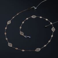 Metal non-slip chain, with gold hollow leaves, for glasses and masks GL884