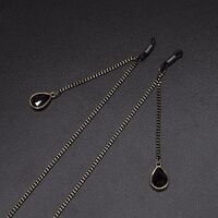 Black-colored metal non-slip chain, with pendant crystal water drop, for glasses and masks GL598