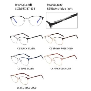 Protective metal glasses with anti-blue light lenses Landi LD3029