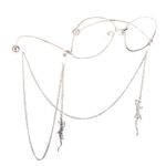 Silver-colored metal non-slip chain, with gecko pendant, for glasses and masks GL589