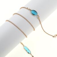 Gold-colored metal non-slip chain, with beads and acrylic crystal, for glasses and masks GL797