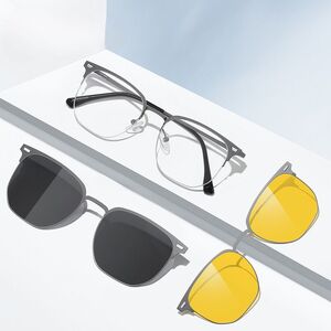 Metal Blue Ray Cut protection frame + 2 magnet sunshade clip-ons 7653-GT