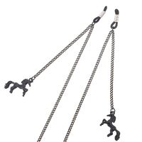 Black-colored metal non-slip chain, with pendant animal horse, for glasses and masks GL367