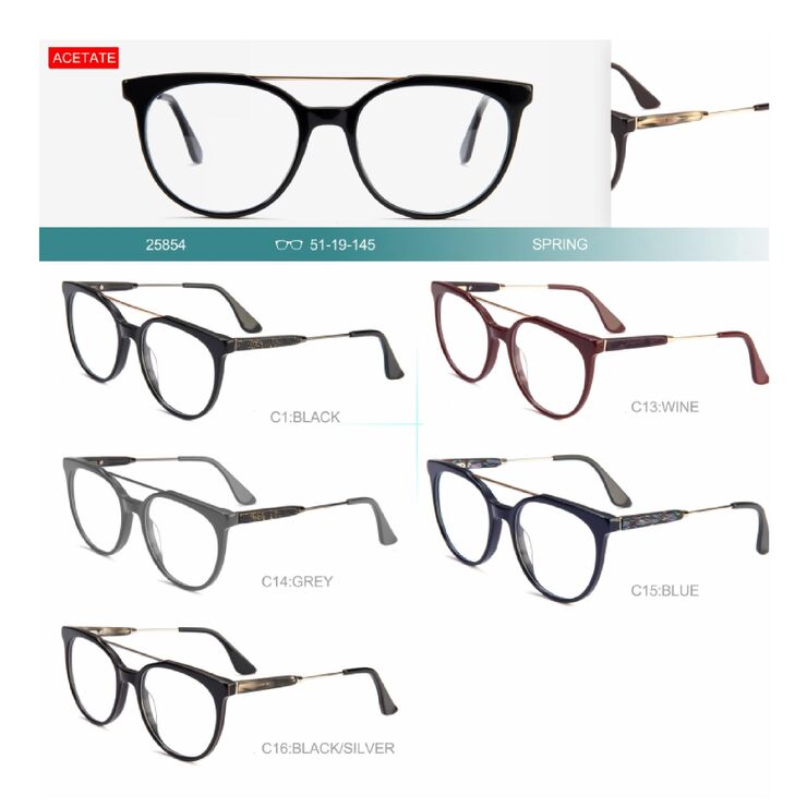Combined frames for glasses, acetate + metal, with spring hinges Big City 25854 - картинка 1