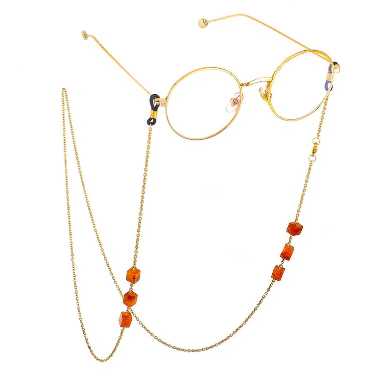 Metal non-slip gold chain with natural stone for glasses and masks GL619