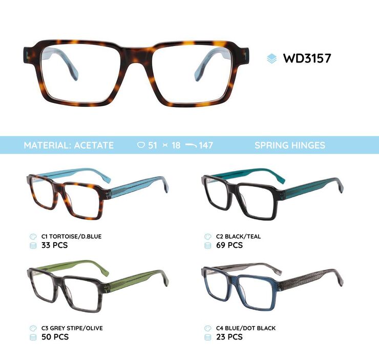 Plastic acetate eyeglasses frame for women WD3157