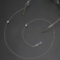 Silver-colored metal non-slip chain, with ball, for glasses and masks GL270