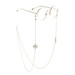 Gold-colored metal non-slip chain, with pendant cross with pearl, for glasses and masks GL823