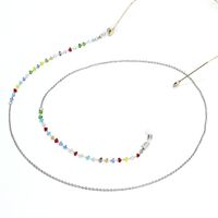 Silver-colored metal non-slip chain, with colorful triangular crystal, for glasses and masks GS036