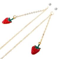 Gold-colored metal non-slip chain, with strawberries, for glasses and masks GL013