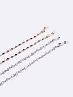 Металлическая нескользящая цепочка золотая и серебряная, комплект из 2 цепочек с жемчугом и стразами , для очков и масок GM131