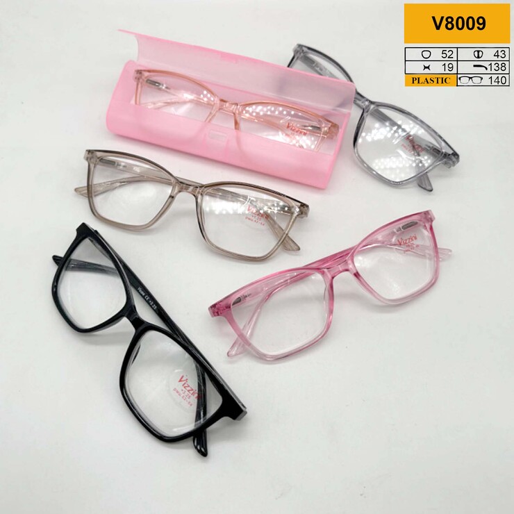 Ready-made plastic frame glasses Vizzini V8009, lens white, diopters from -4.00 to +4.00 (stap 0.25 +and-)