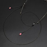 Black-colored metal non-slip chain, with pendant pink balloon, for glasses and masks GL648