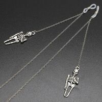 Silver-colored metal non-slip chain, with skeleton pendant, for glasses and masks GL402