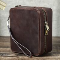 Eyeglasses genuine leather clutch bag with strap and zipper CF6008