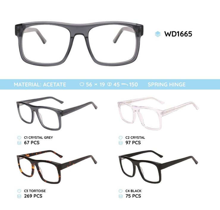 Plastic acetate eyeglasses frame WD1665