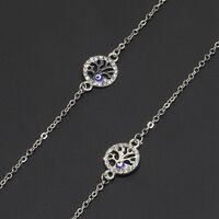 Silver-colored metal non-slip chain, with tree of life and rhinestone, for glasses and masks GL228