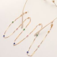 Металлическая нескользящая цепочка, с овалами. кристаллами и цветами, для очков и масок GL1861