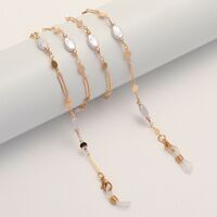 Металлическая нескользящая цепочка золотого цвета, с овальными жемчужинами, для очков и масок GL1865