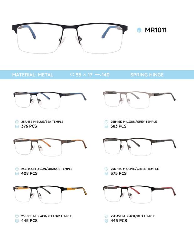 Металлическая оправа с дужками из материала TR-90 со встроенным флексом MR1011