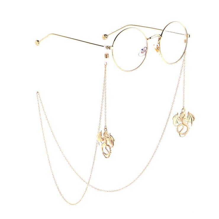 Metal non-slip chain, with flying dragon pendant, for glasses and masks GL1891