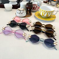 Plastic PC polygonal sunglasses with rhinestones 