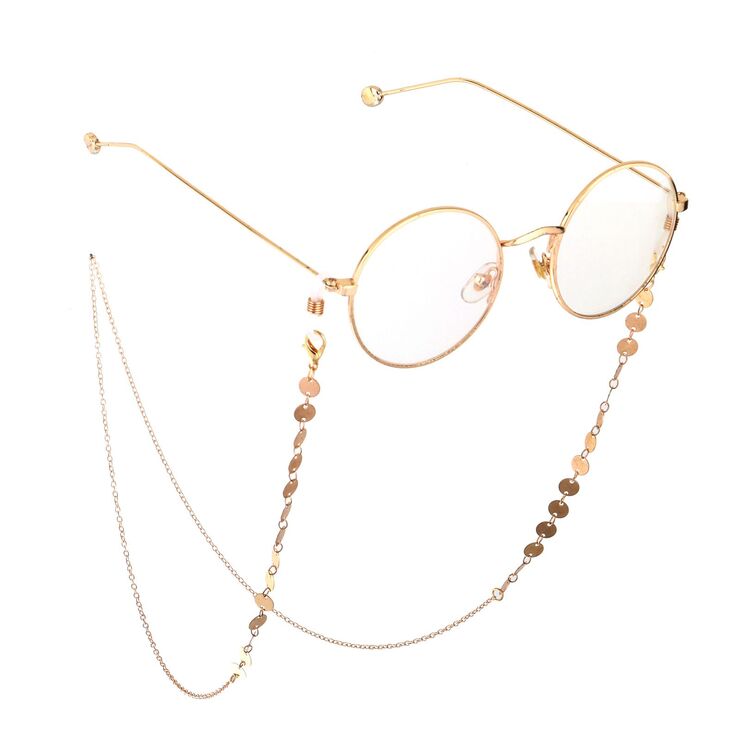 Gold-colored metal non-slip chain, with disc, for glasses and masks GL746