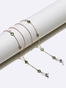 Золотая цепочка для очков с зелеными кристаллами GL1386