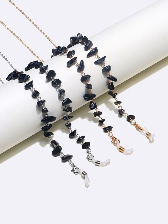 Gold and silver metal non-slip chains, with black stone, for glasses and masks GM130