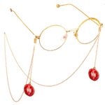 Gold-colored metal non-slip chain, with pendant tomato, for glasses and masks GL632