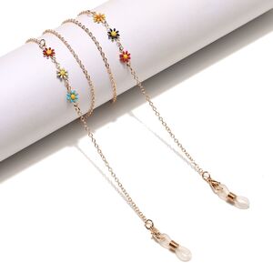 Металлическая нескользящая цепочка золотого цвета, с ромашкой, для очков и масок GL1447